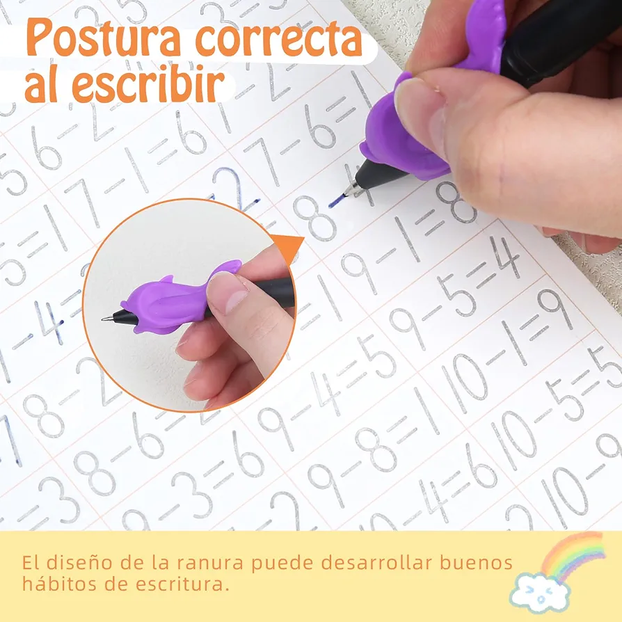 Postura correcta al escribir con el agarre ergonómico del cuaderno mágico